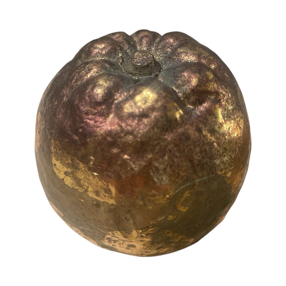 Vtg Gold Gilded Fruit Set Textured Apple Orange Banana Patina MCM Kitchen Decor - Picture 5 of 10